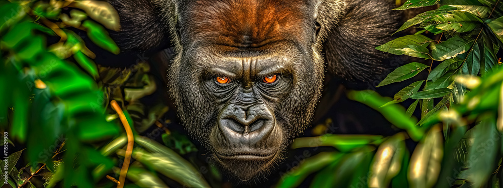 Gaze of the forest king: A gorilla's intense stare.