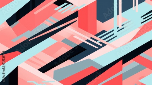 edgy and abstract geometric stripes in a fresh palette of black, pink, and blue