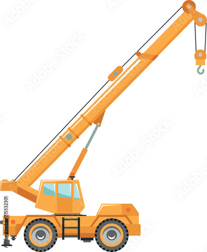 Mobile Crane Icon in Flat Style. Vector Illustration