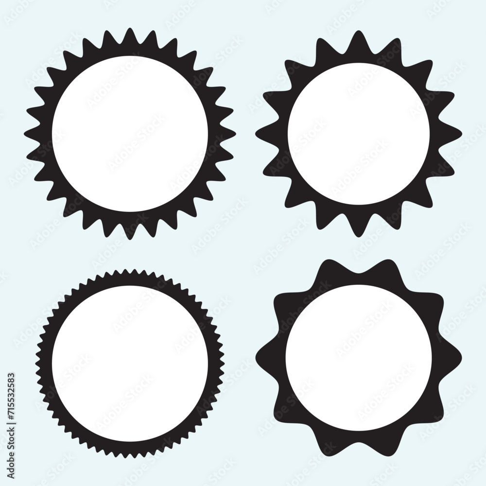 Set of sunbrust frames. Starburst, sunburst badges. Different color. Simple flat style Vintage labels. Colored stickers. 11:11 Set of sunbrust frames. Starburst, sunburst badges. Different color. Simple flat style Vintage labels. Colored stickers. 11:11