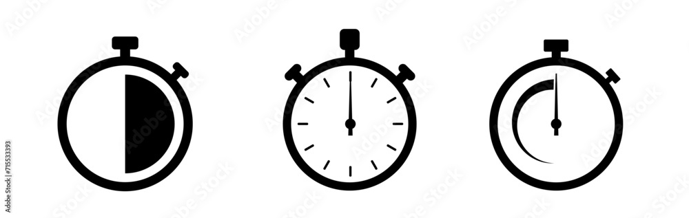 Countdown timer and stopwatch symbol flat. Timer vector icons. Vector illustration. Countdown timer and stopwatch symbol flat. Timer vector icons. Vector illustration.