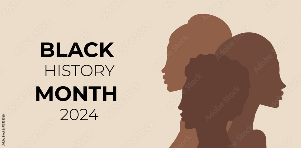 African American Black History Month. Holiday concept. Template for background, banner, card, poster with text inscription. Vector illustration Black woman