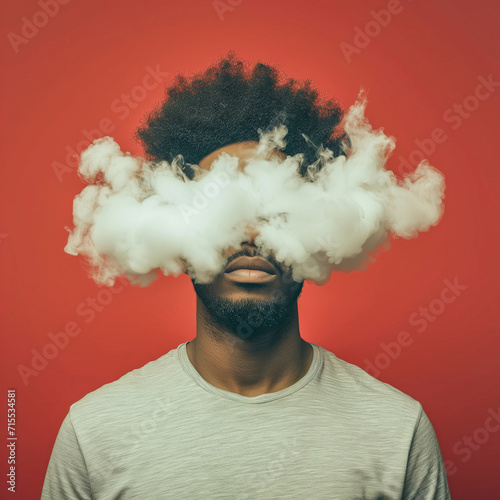 black man with cloud in front of his face. generated by ai