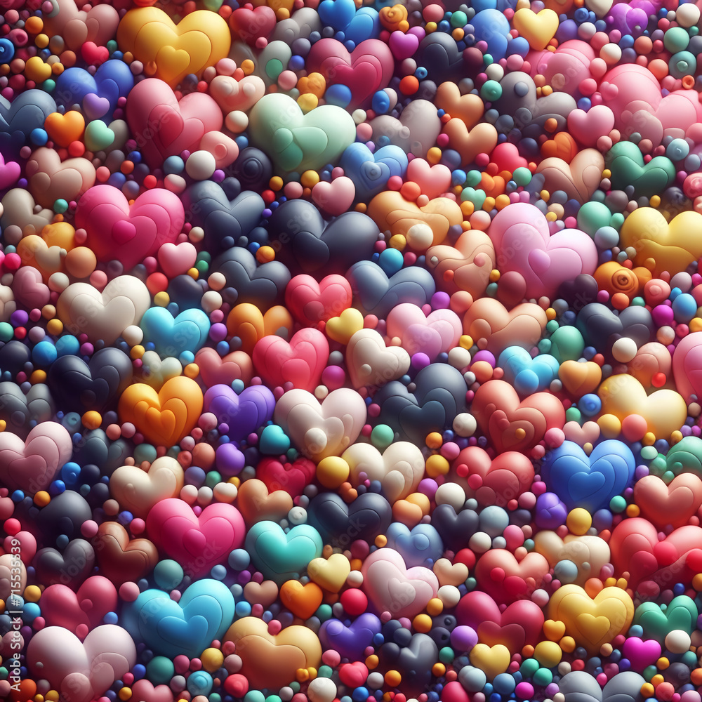 picture background of colorful small hearts, Al Generation picture background of colorful small hearts, Al Generation
