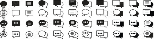 Set of Chat Message Bubbles Vectors. Communication icons. Talk bubble, dialog. Web icons. Online communication. Conversation, SMS, Notification, Chat in trendy Flat style on transparent background.