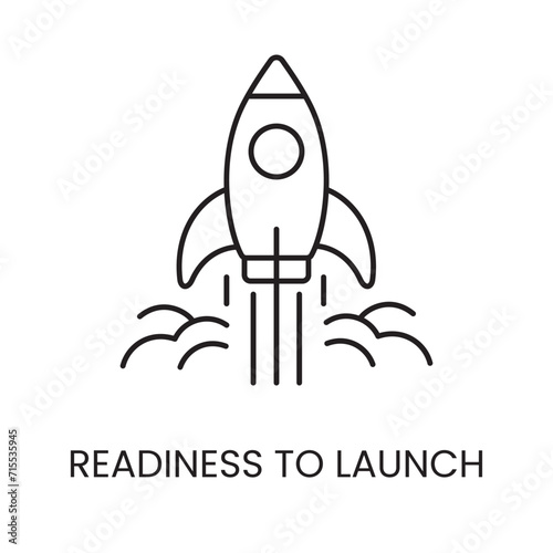 Rocket on the launch pad, ready to launch linear icon in vector