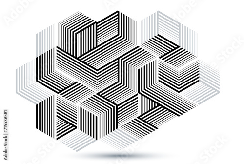 Isometric 3D cubes vector abstract background, geometric abstraction art modern architecture city buildings theme, cubic shapes and forms composition lowpoly style.