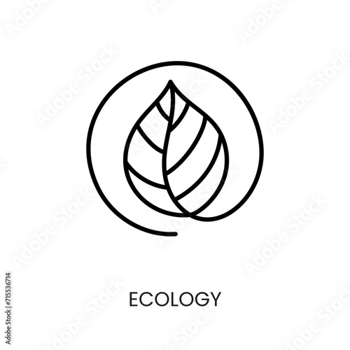 Ecology, leaf in circle line icon vector