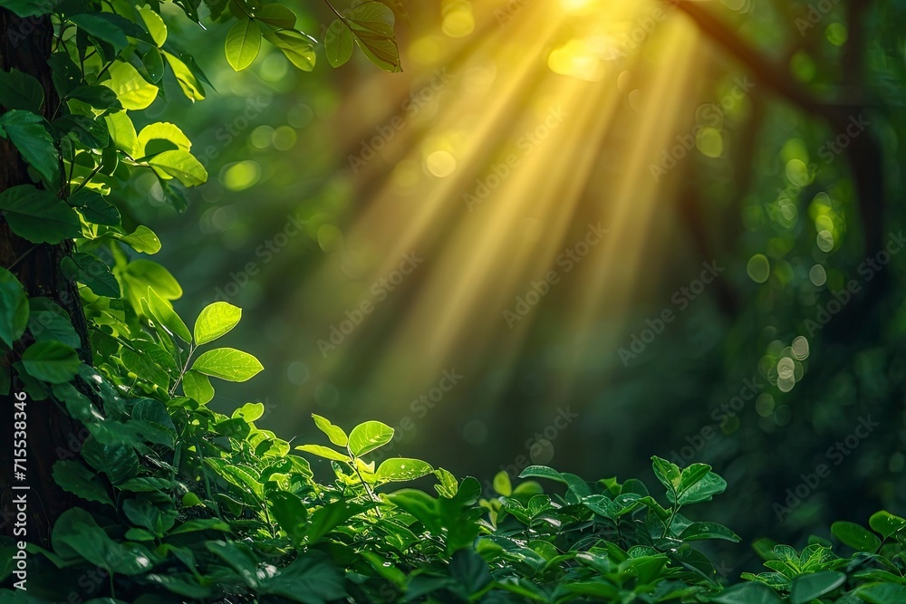 Fototapeta premium sun rays in the forest, background
