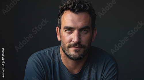 Close-up portrait of a handsome casual man looking the camera with inspirational expression emotion, success concept