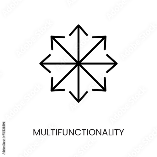 Multifunctionality, arrows in different directions line icon vector