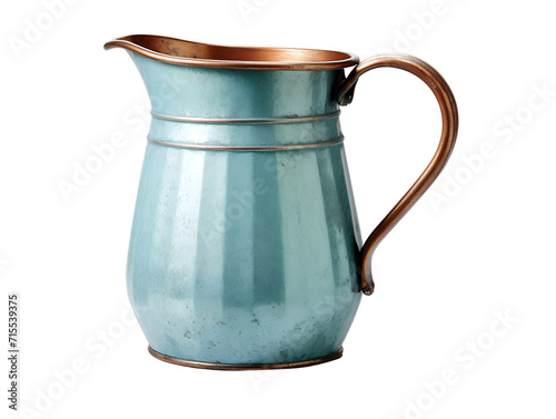 Old-Fashioned Metal Pitcher, isolated on a transparent or white background