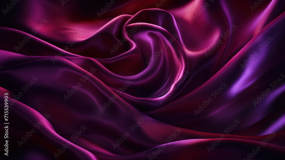 Fototapeta premium Close-up of a luxurious, deeply colored purple satin fabric, with a soft and elegant texture.