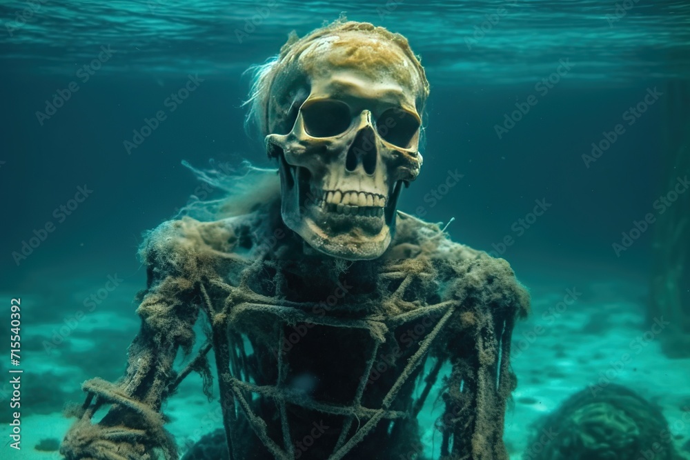 human skeleton underwater
