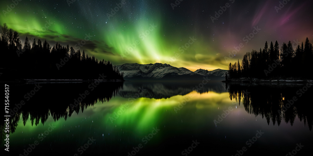 phenomenon of Aurora Northern Lights in the night sky