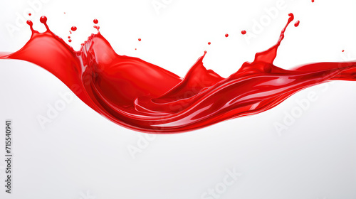 serene waves of red. a smooth liquid splash display, isolated white background