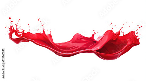 serene waves of red. a smooth liquid splash display, isolated white background