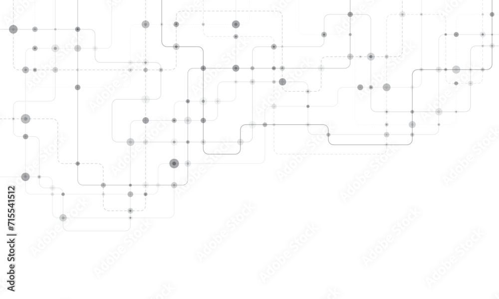 Circuit connect lines and dots. Network technology and Connection concept. Decentralized network nodes connections