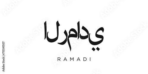 Ramadi in the Iraq emblem. The design features a geometric style, vector illustration with bold typography in a modern font. The graphic slogan lettering. photo