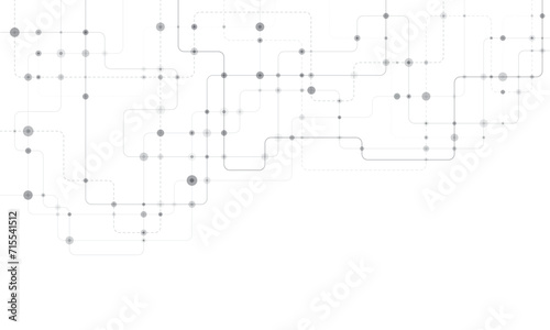 Circuit connect lines and dots. Network technology and Connection concept. Decentralized network nodes connections photo