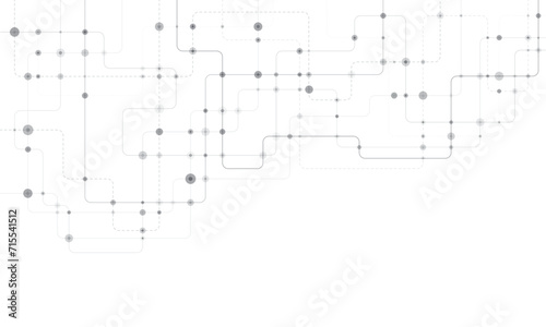 Circuit connect lines and dots. Network technology and Connection concept. Decentralized network nodes connections