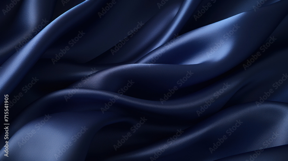Luxurious black and blue satin fabric draping elegantly, illustrating a sense of smoothness and high-quality texture. - obrazy, fototapety, plakaty 