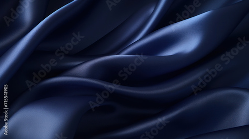 Luxurious black and blue satin fabric draping elegantly, illustrating a sense of smoothness and high-quality texture. photo