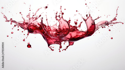 artistic red wine spill in high-speed capture, isolated white background