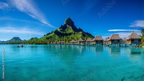 Beautiful bora resort islands overwater bungalows Image