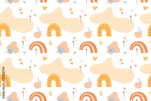 Bohemian baby pattern. Seamless baby pattern in boho style.