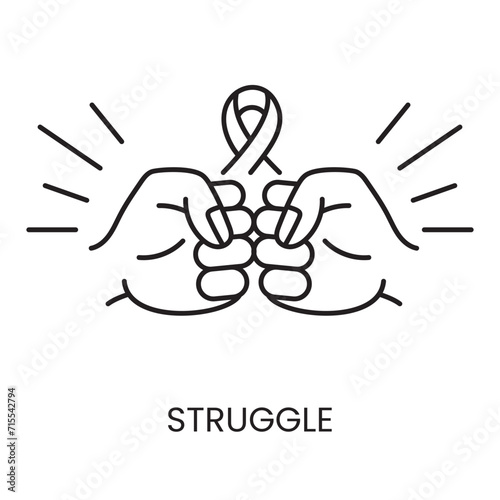Fight cancer line icon vector malignant cancer disease
