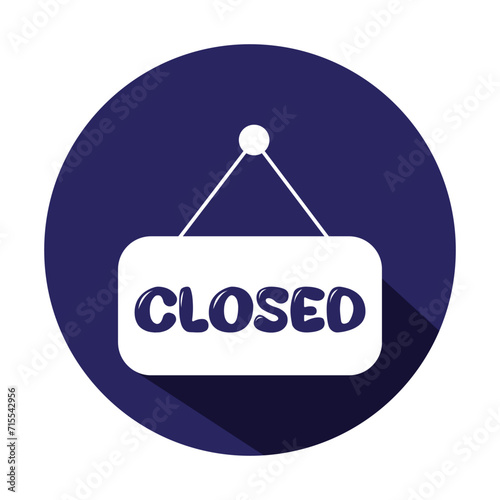 Realistic closed hanging signboard. Vintage door sign for cafe, restaurant, bar or retail store. Announcement banner, information signage for business or service. Vector illustration