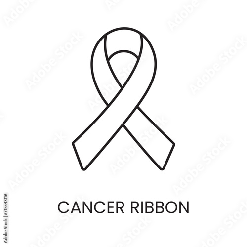 Cancer ribbon line icon vector malignant cancer