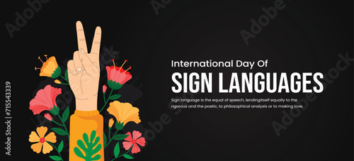 International Day of Sign Languages, banner, poster, social media post, vector illustration, awareness, observance, 23 September, humanity, equality, diversity, inclusion, World Deaf Day