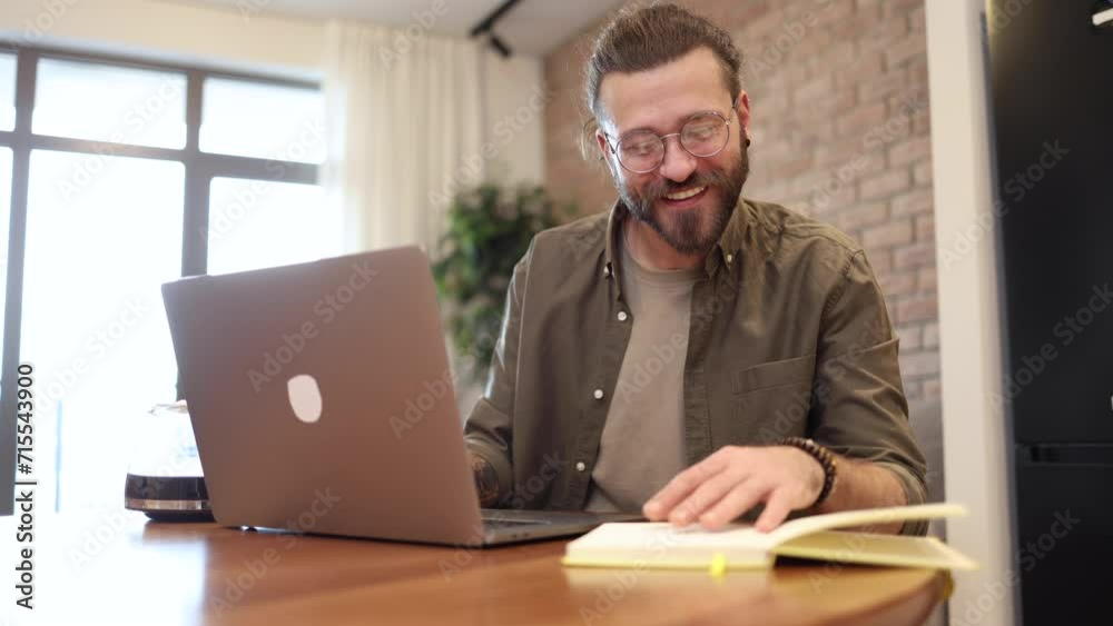 Man enjoying his online work Man enjoying his online work