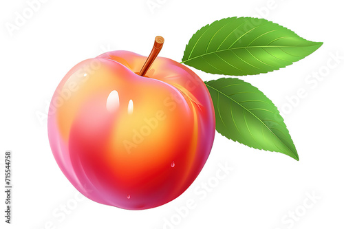 red-apple with green branch isolated on a Transparent background. Generative AI
