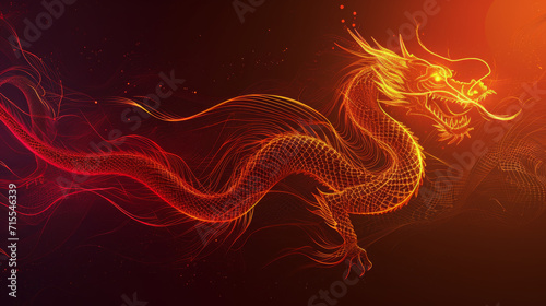 Chinese dragon on a red background.