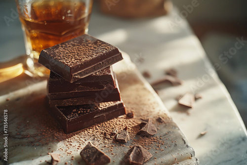 Close-up of delicious chocolate and whisky photo