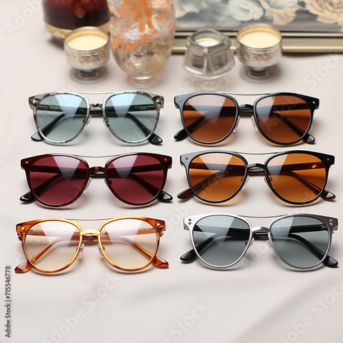 Elevate Your Style: A Stunning Set of Glasses and Sunglasses on a White Background