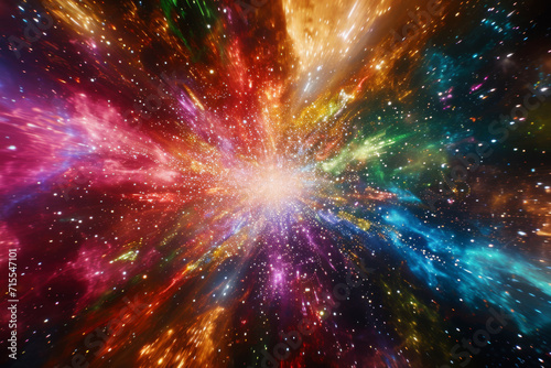 Colorful particle explosion pattern.