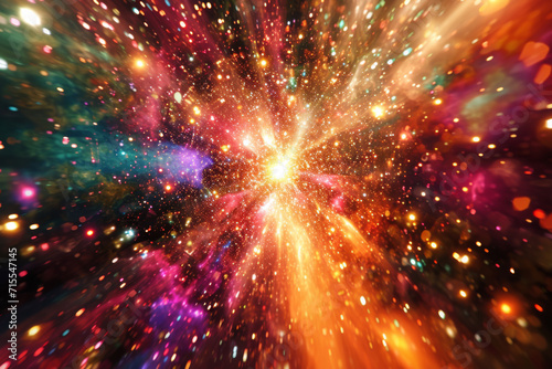 Colorful particle explosion pattern.