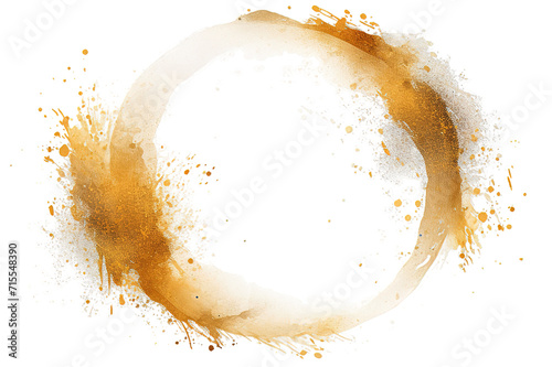 Golden Ink blot splashing A drop of ink, diffuse spots. isolated on a Transparent background. Generative AI