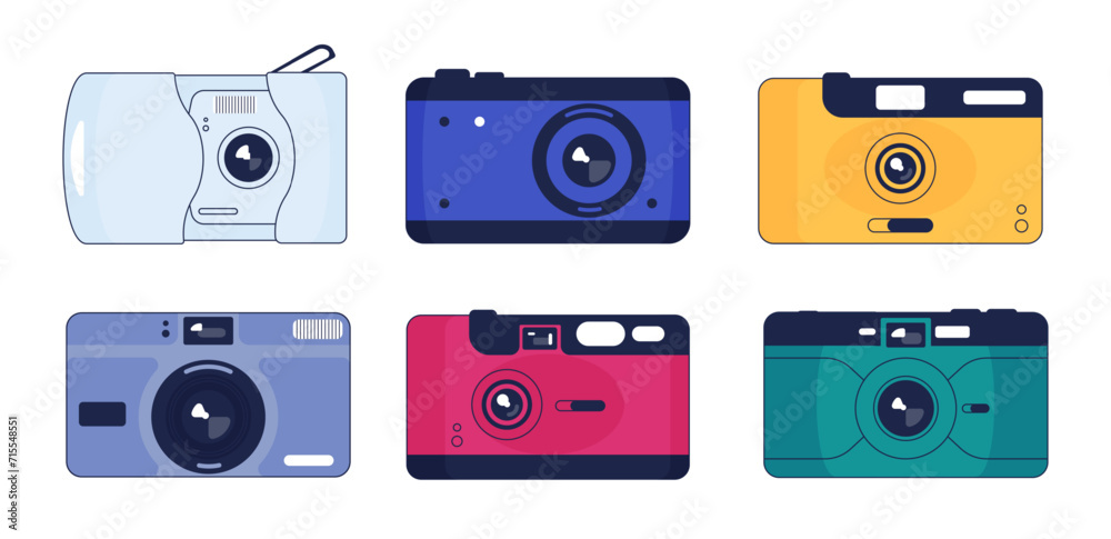 Fototapeta premium Hipster retro camera with plastic lens, old travel photography equipment for photo shoot