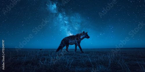 Afrikanischen Savanne Hyäne unter einem Sternenhimmel 