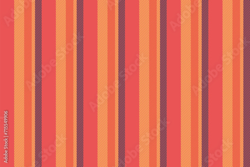 Grungy lines fabric vertical, dining seamless stripe texture. Pillow background pattern textile vector in red and amber colors.