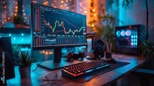 computer screen with trading chart or stock market