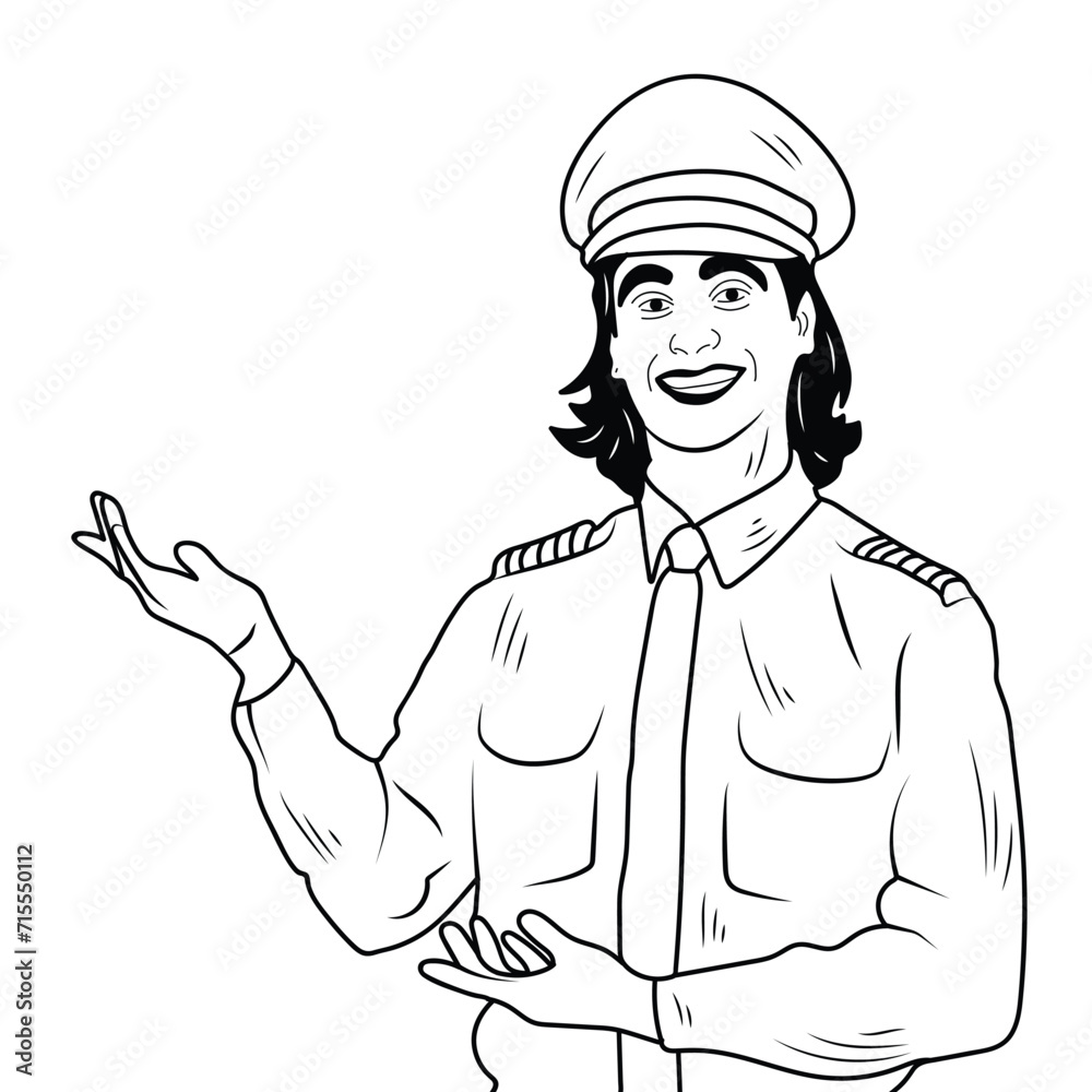 Pilot Vector Stock Illustration, Pilot Line Art Pilot Vector Stock Illustration, Pilot Line Art