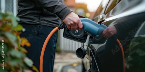 A Technician Installs An Ev Charging Station And Offers Maintenance For Home Electric Vehicles. Сoncept Ev Charging Station Installation, Home Ev Maintenance, Technician Services