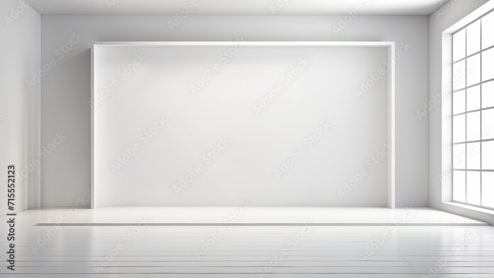 empty room with white wall frame, panorama banner size, copy space empty room with white wall frame, panorama banner size, copy space