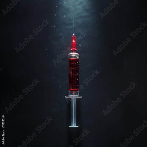 Solitary Struggle: A Symbolic Image of a Lone Syringe Amidst Emptiness and Isolation. The Dark Background and Soft White Lighting, Theme of Drug Abuse